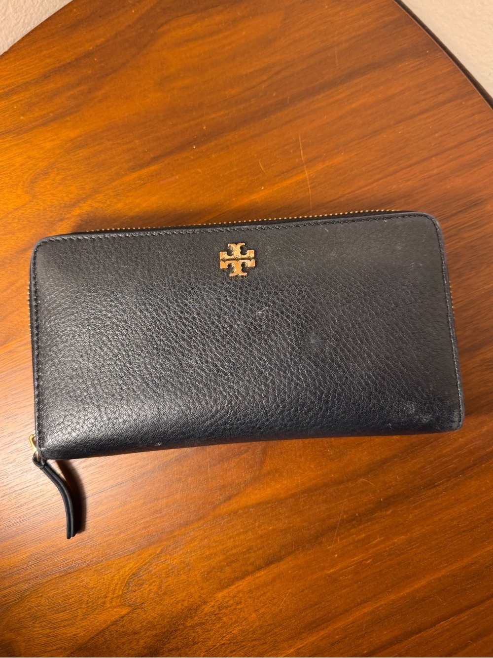 Tory Burch Black Pebbled Leather Wallet